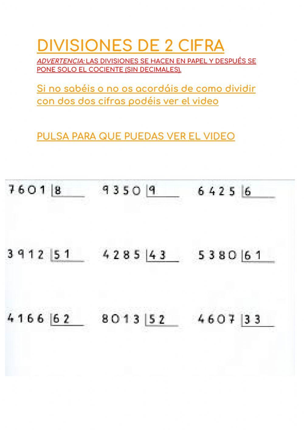 Divisiones de dos cifras