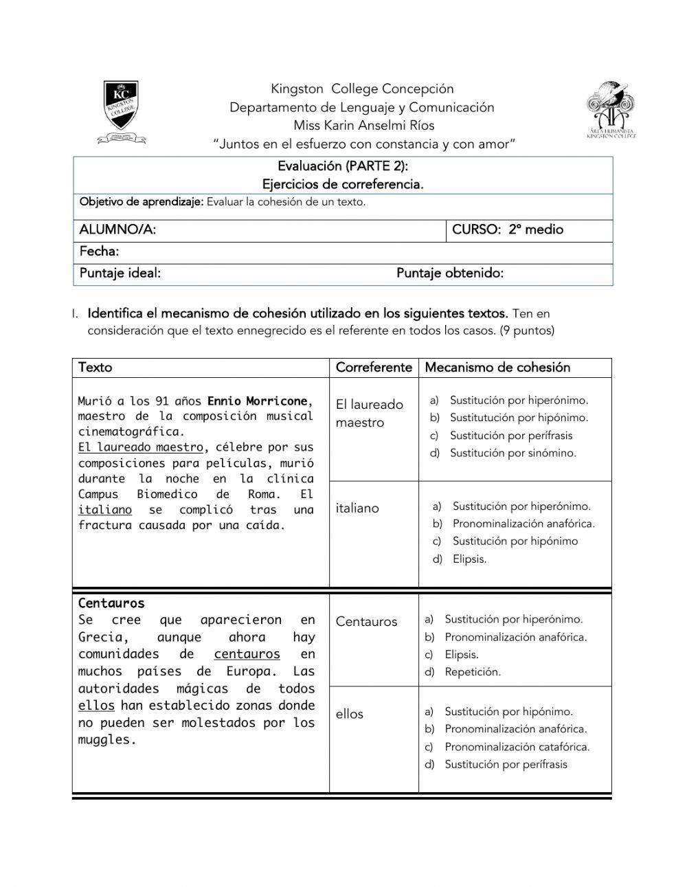 Evaluación cohesión
