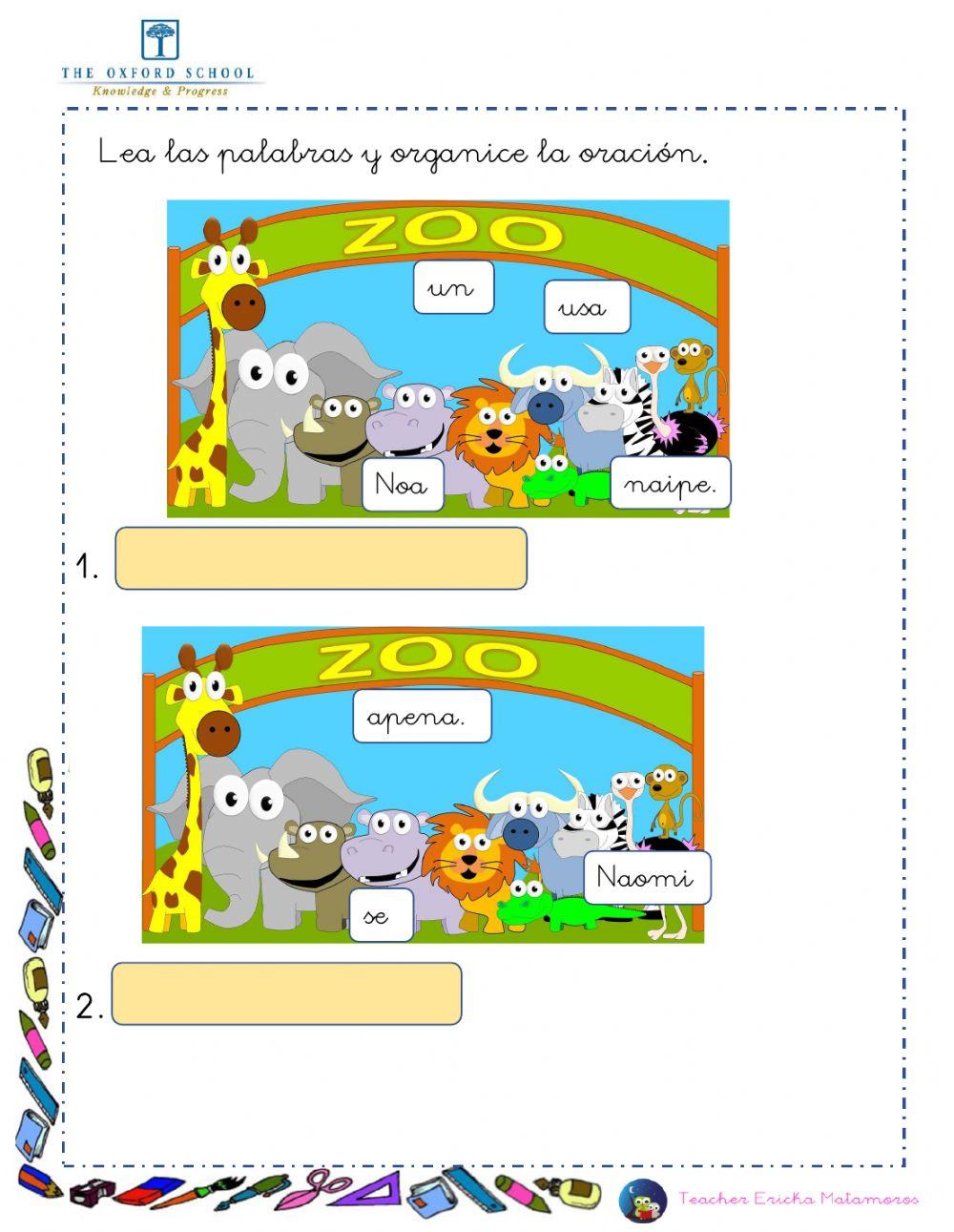 Oraciones desordenadas con na ne ni no nu