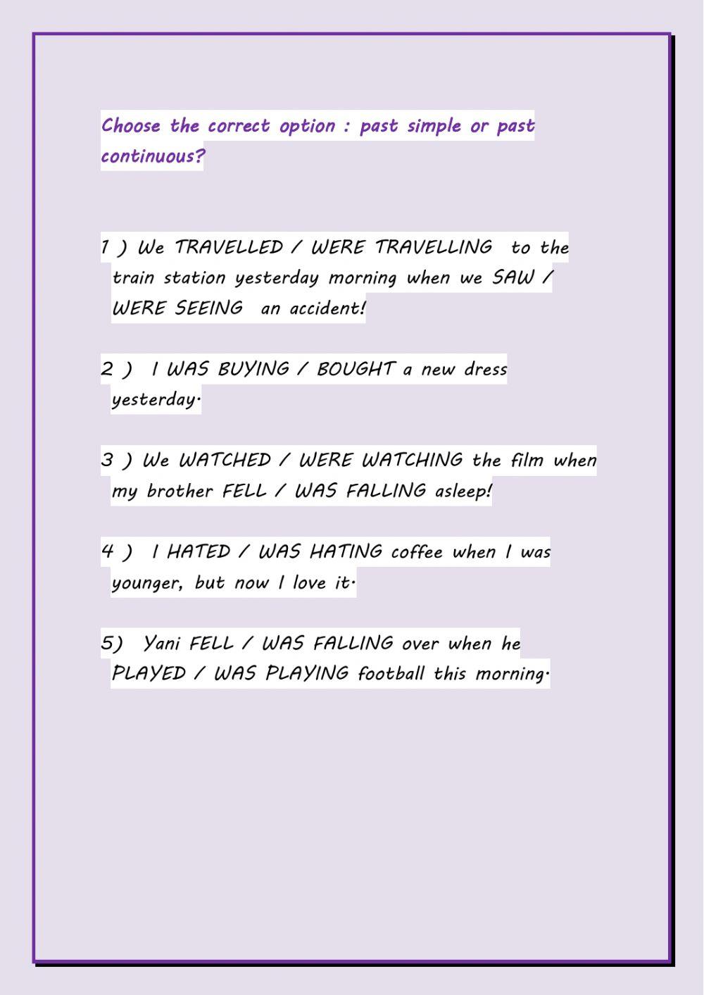 Past simple past continuous