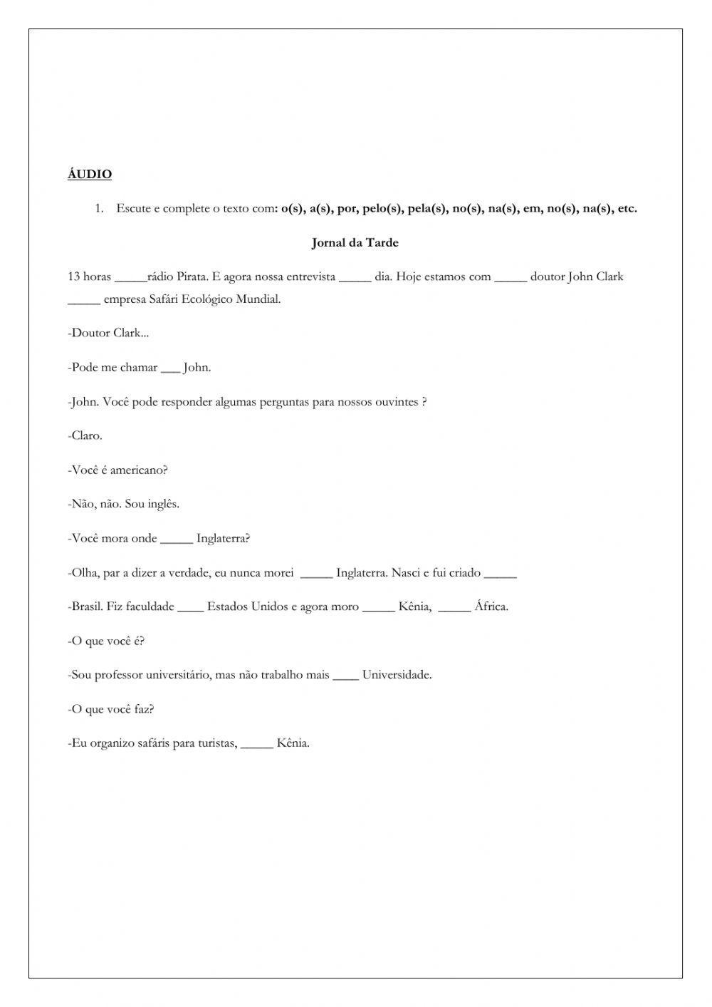 ARTIGOS PREPOSIÇÃO E CONTRAÇÃO  - Áudio