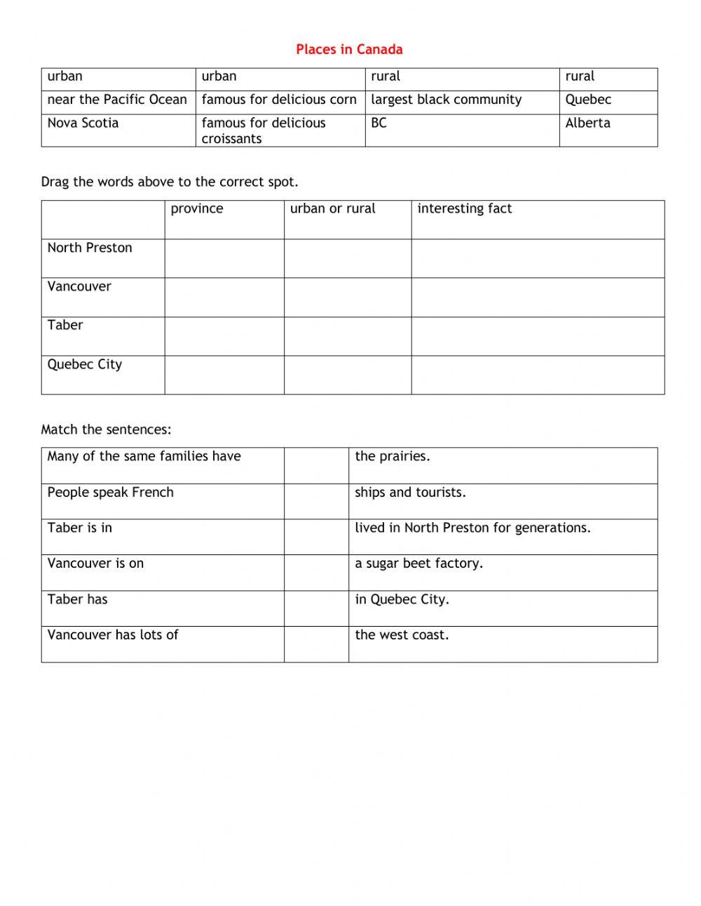 Places in Canada match