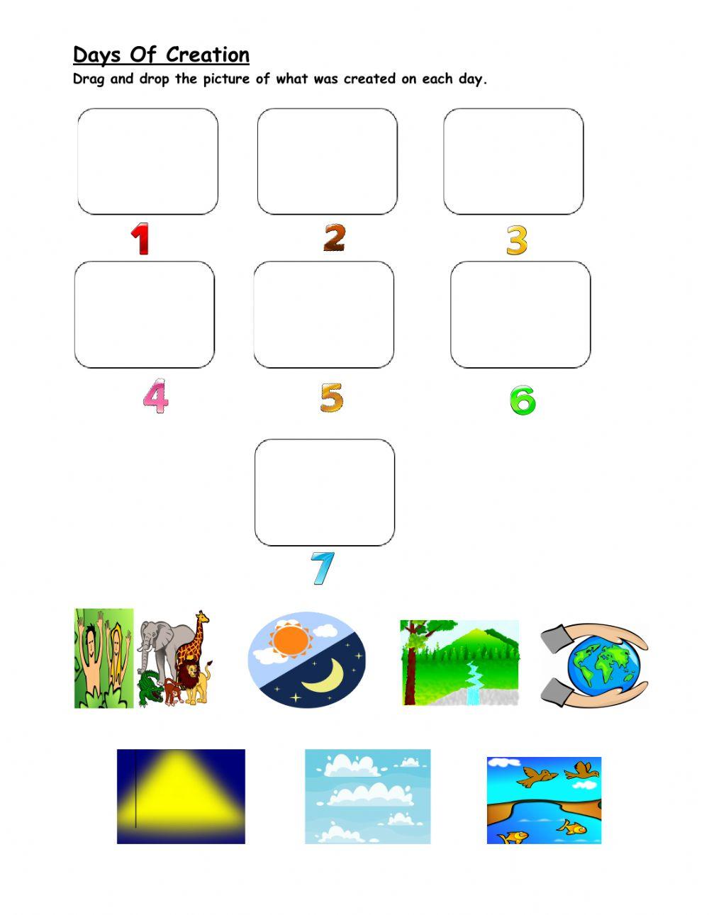 Days Of Creation worksheet | Live Worksheets Days Of Creation worksheet | Live Worksheets