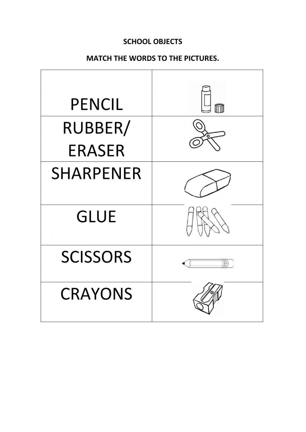 Classroom objects - black and white