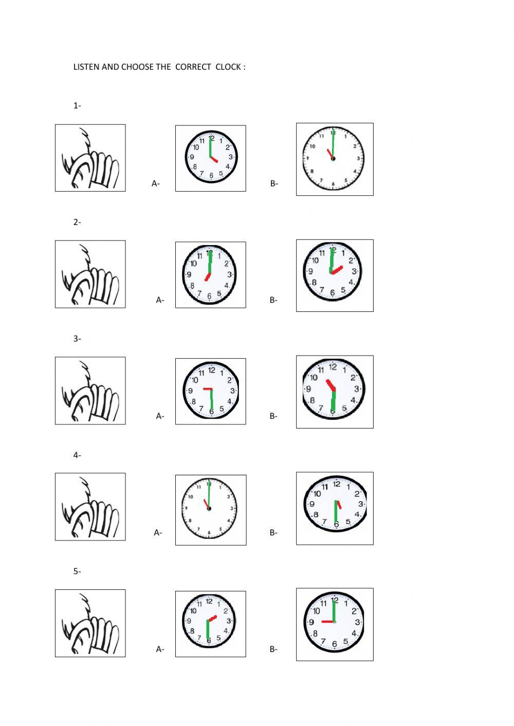 The time interactive worksheet Live Worksheets