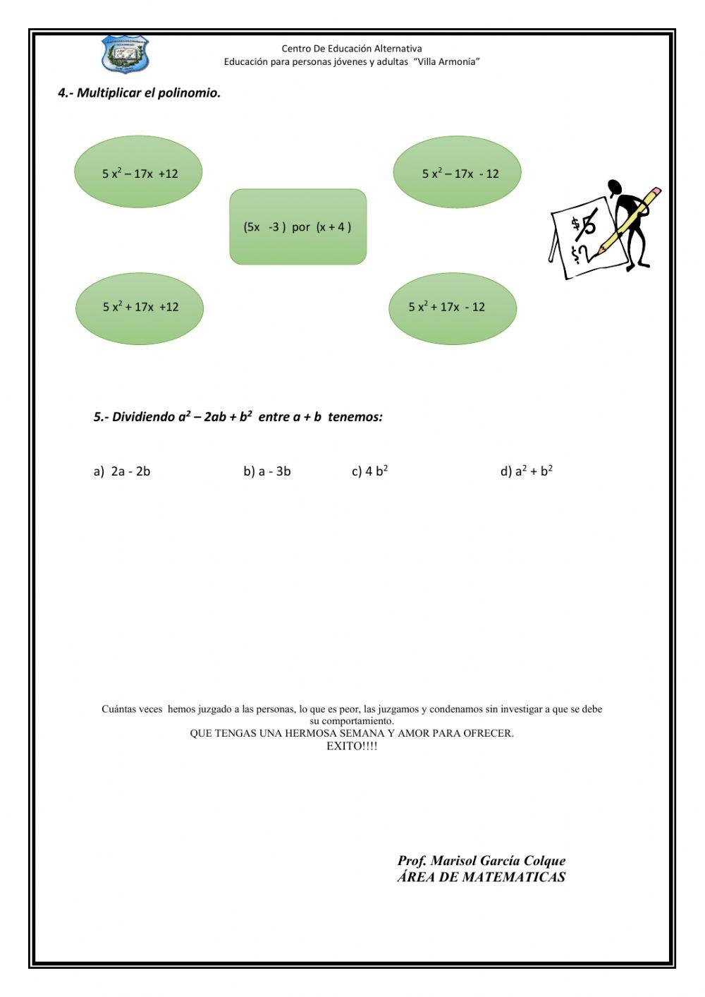 Operaciones con expresiones algebraicas