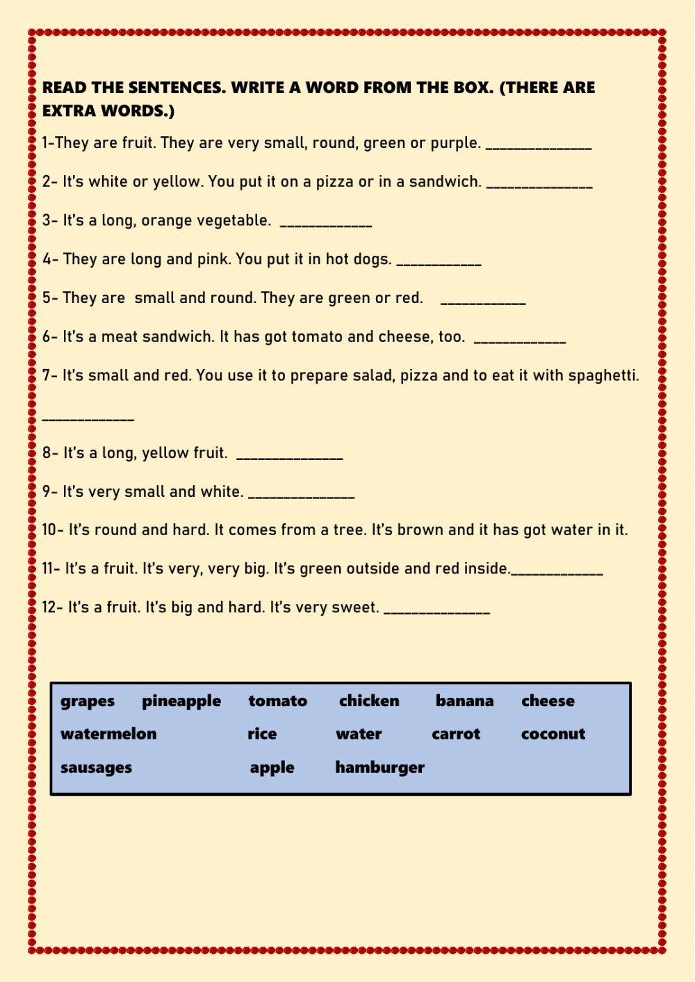 Read and write a word from the box.