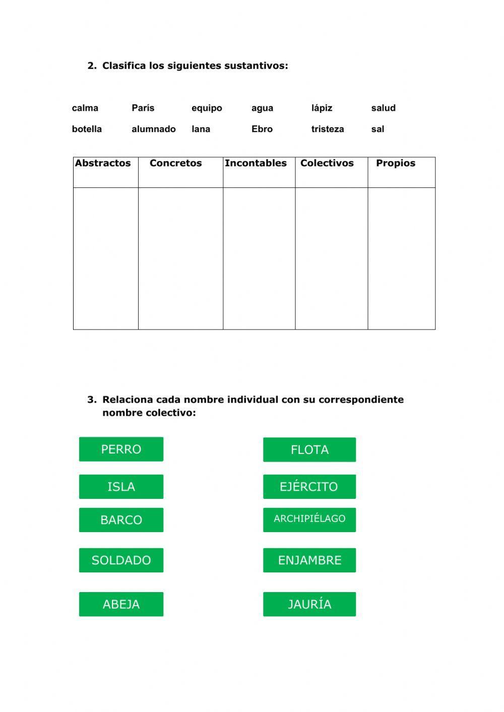 Sustantivos y adjetivos