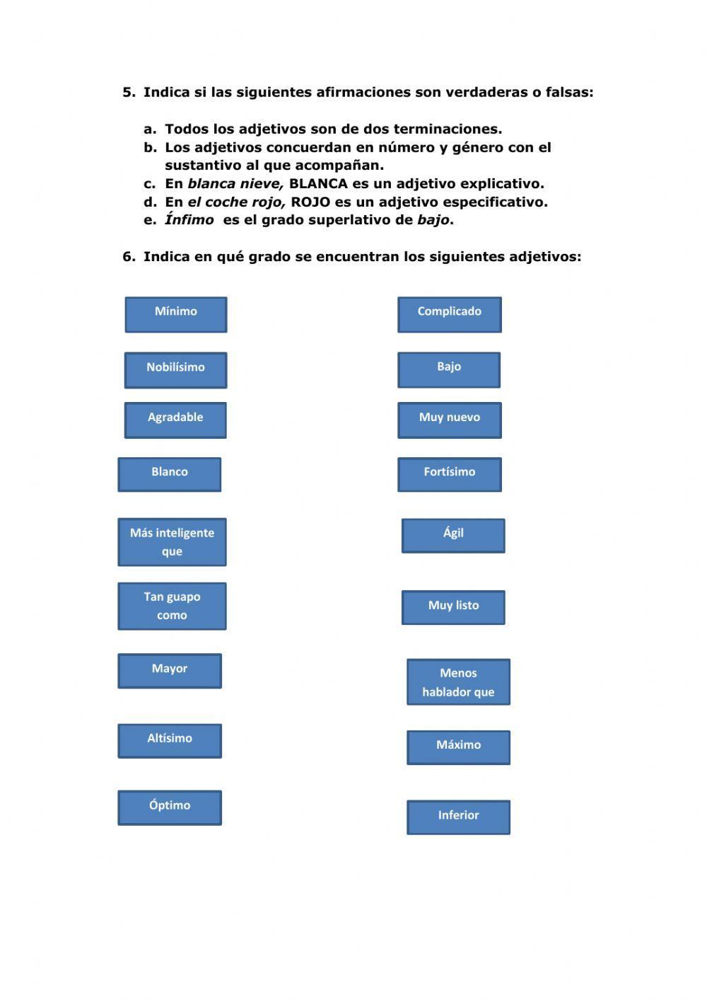 Sustantivos y adjetivos