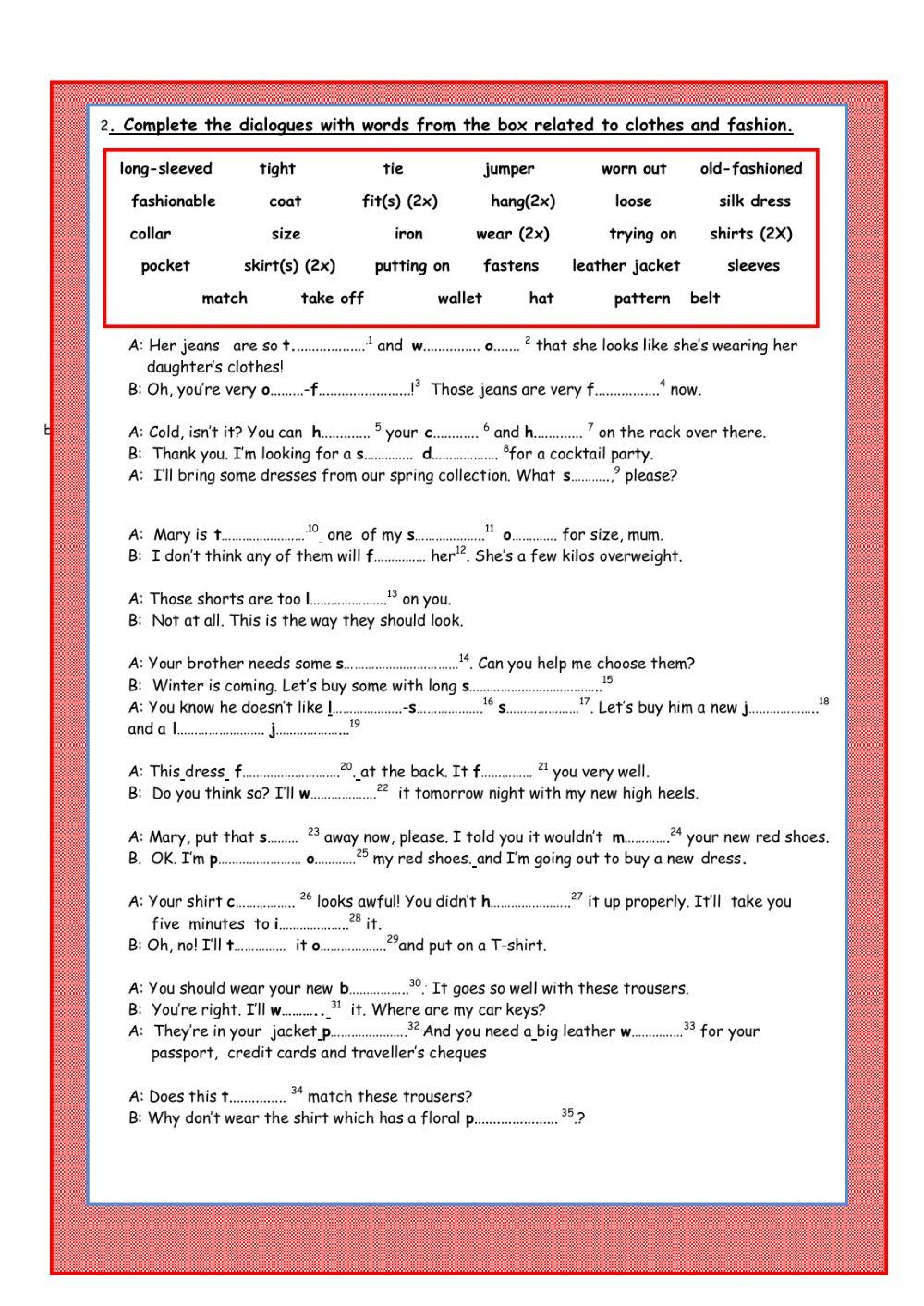 CLOTHES B1 VOCABULARY