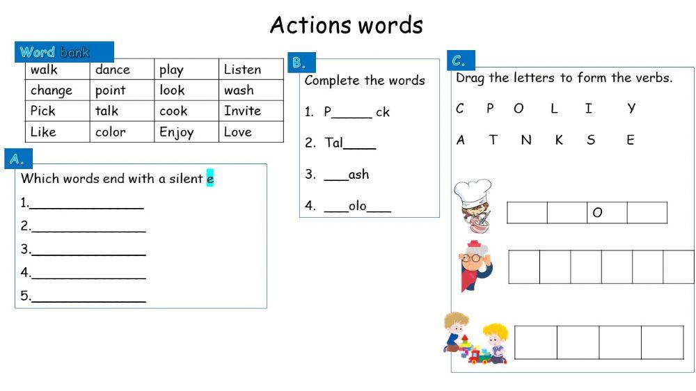 Action words Spelling