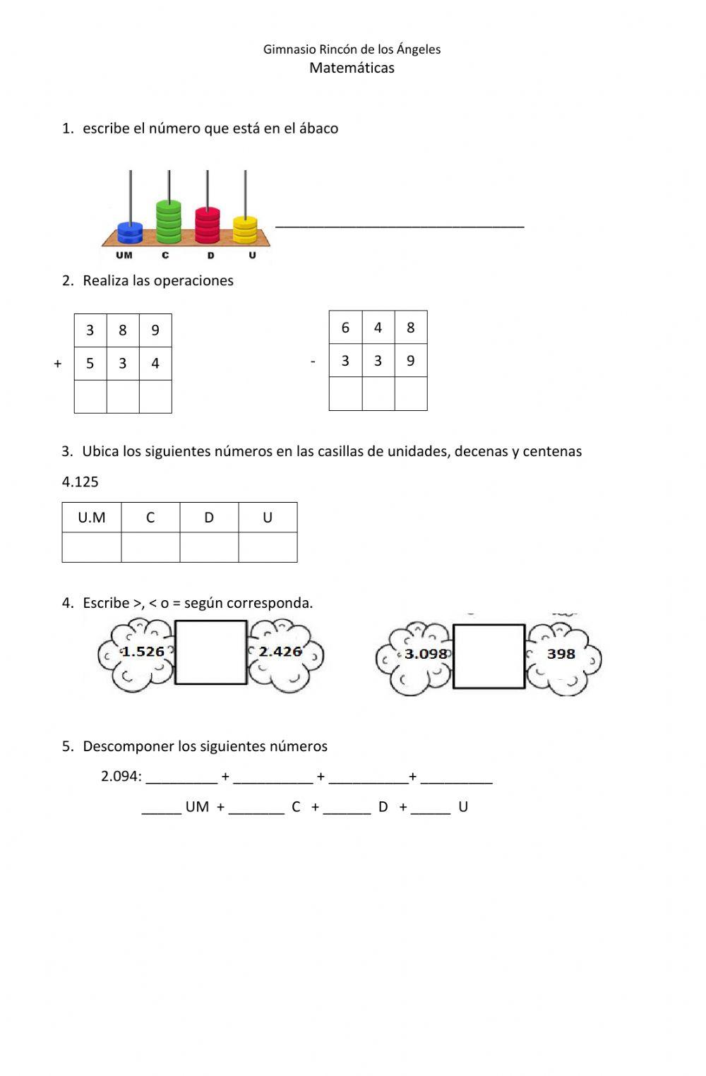 Matemáticas quiz