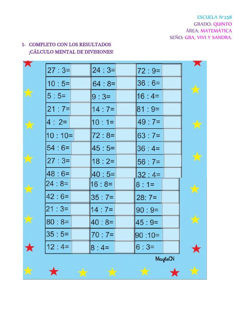 Cálculos con la división