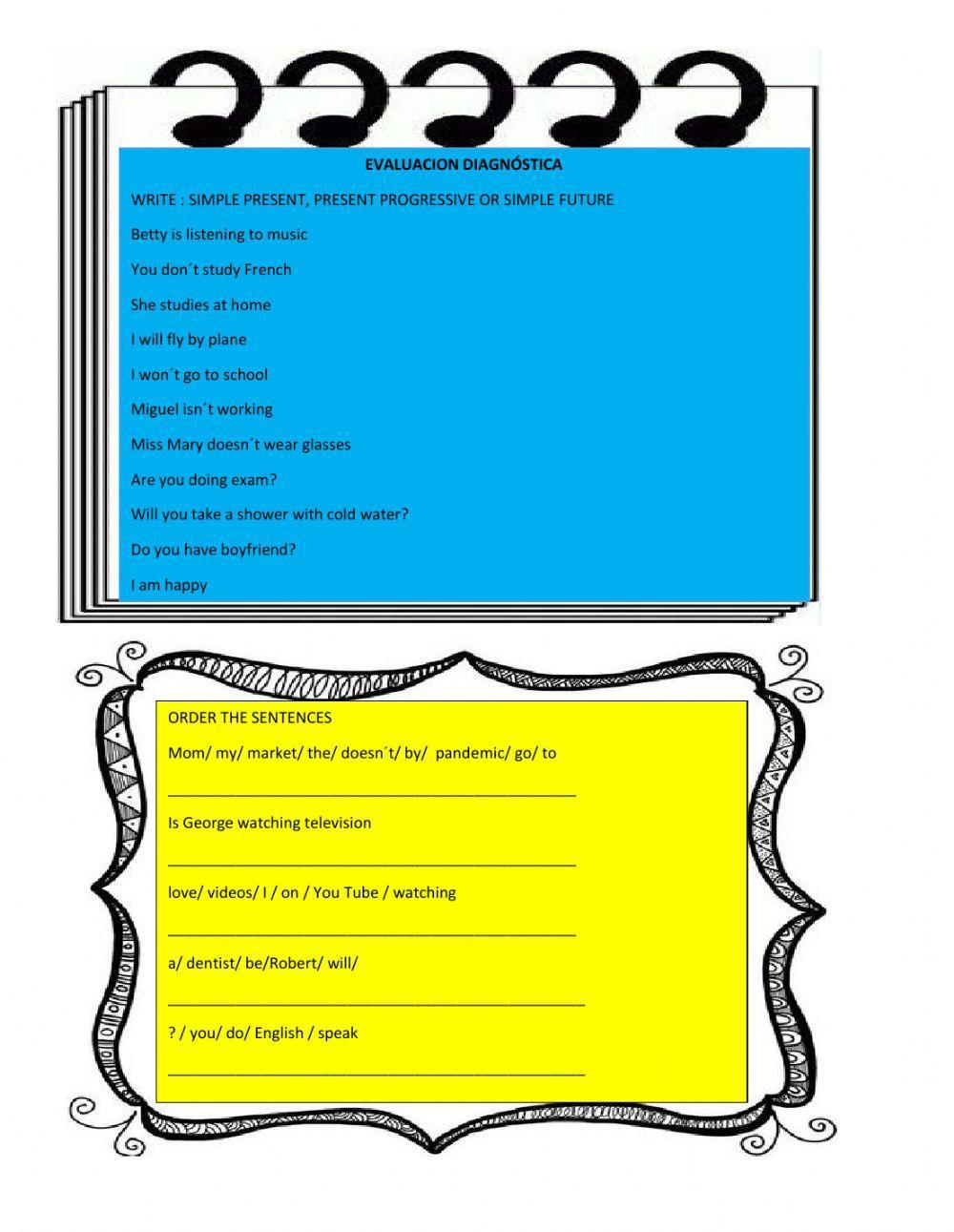 Evaluación diagnóstica temas selectos de Inglés I