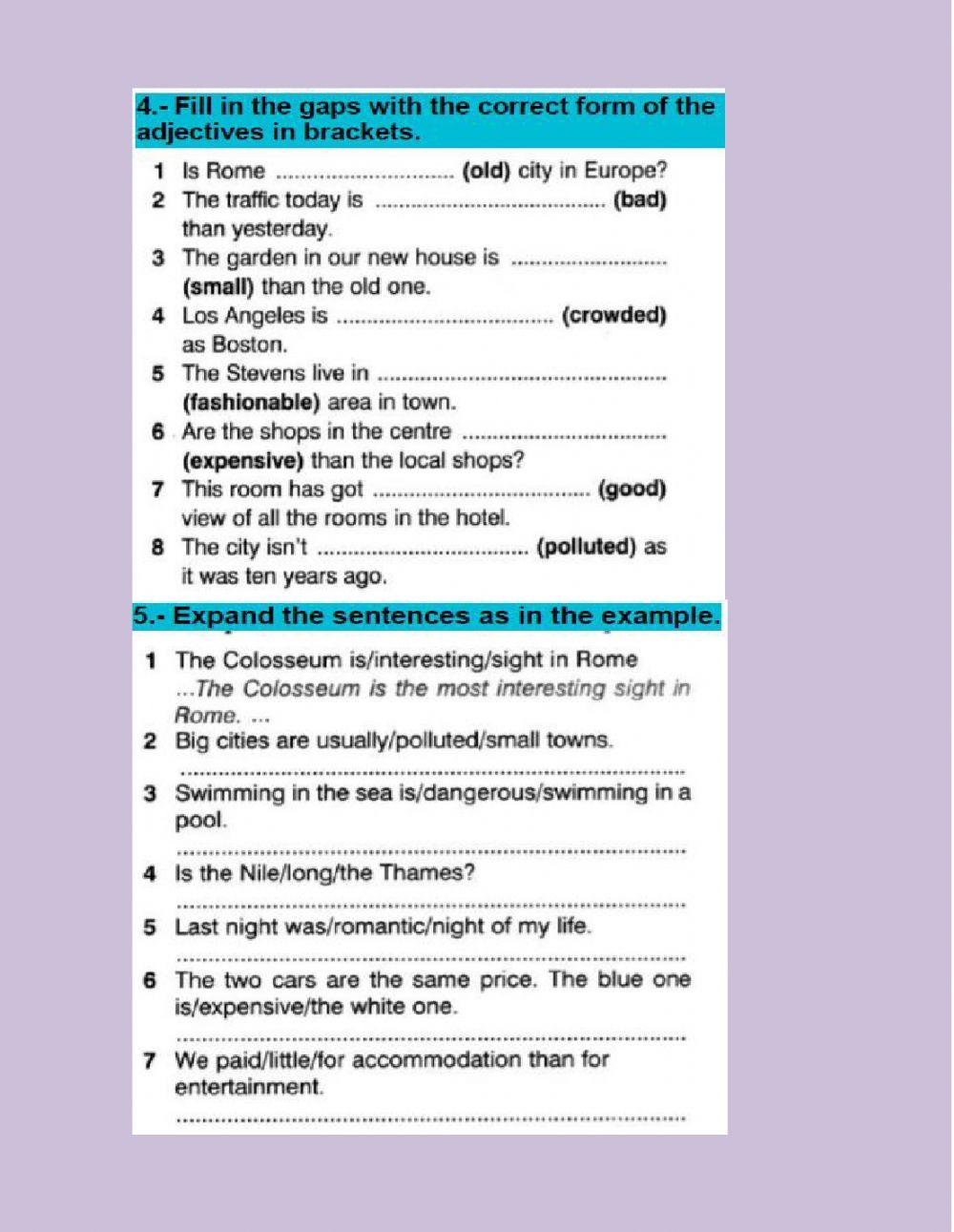 Comparative and superlative adjectives