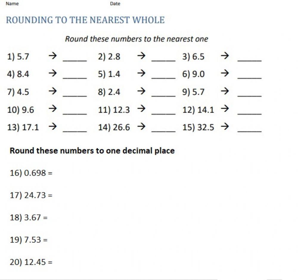 Rounding Decimal Numbers 