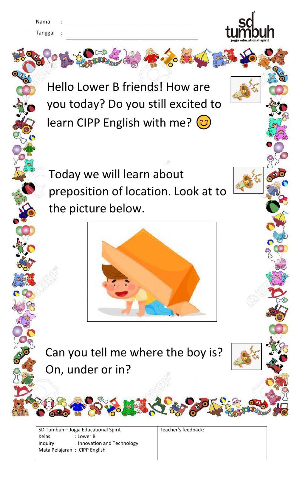 Preposition of location - A