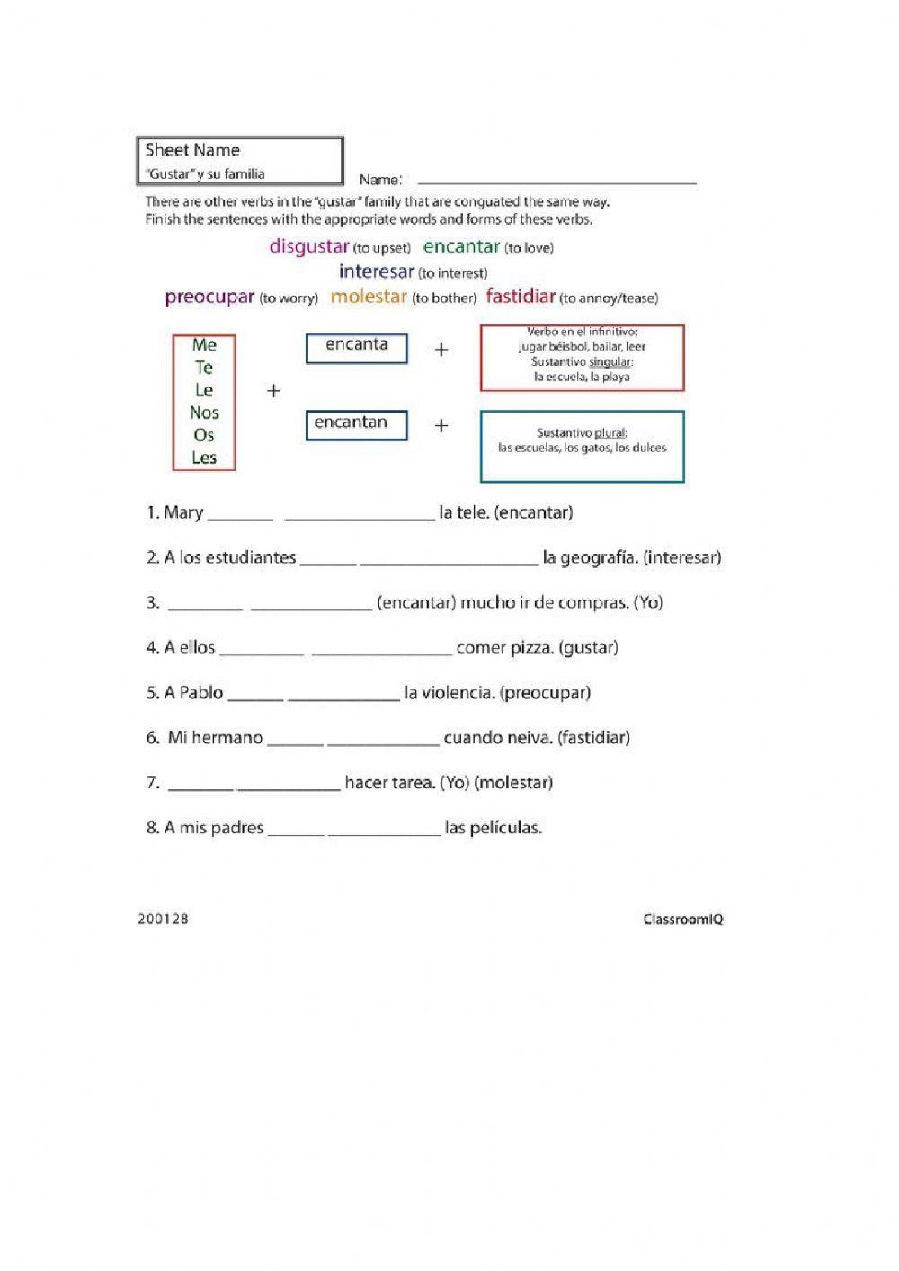 El verbo gustar y sus -amigos-