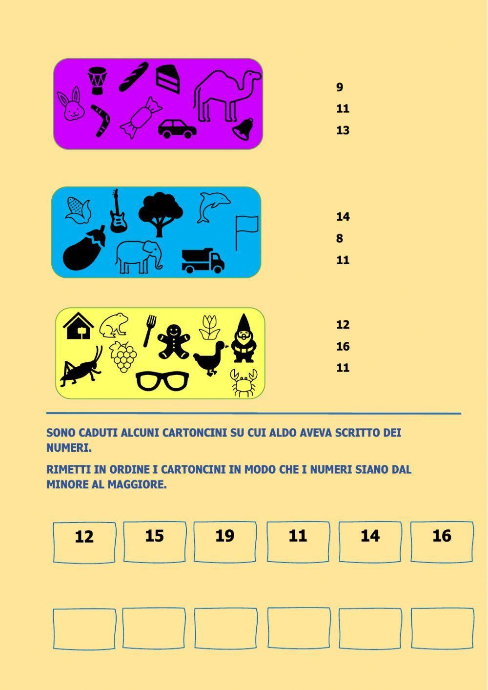 I numeri da 0 a 20-esercizi