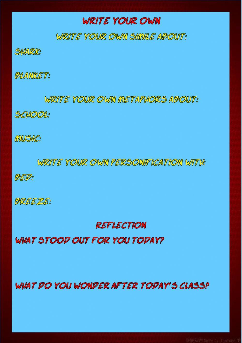 Comparisons: Metaphor, Simile, Personification