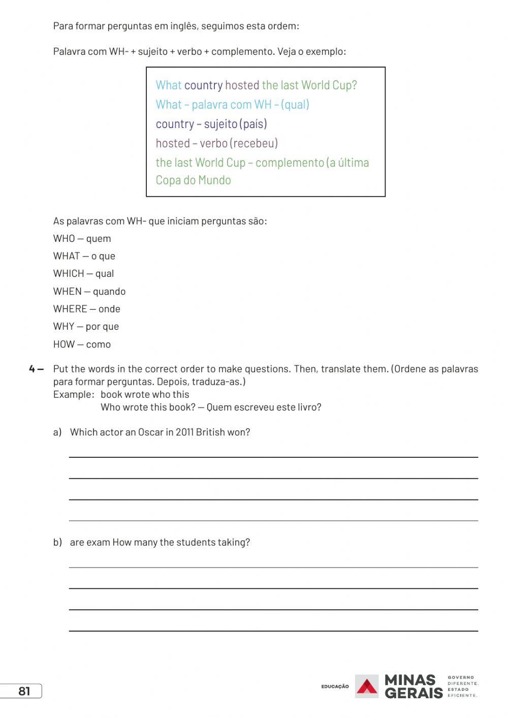 8° Ano Week:02-David and Goliath- Wh Questions- pages 80-82