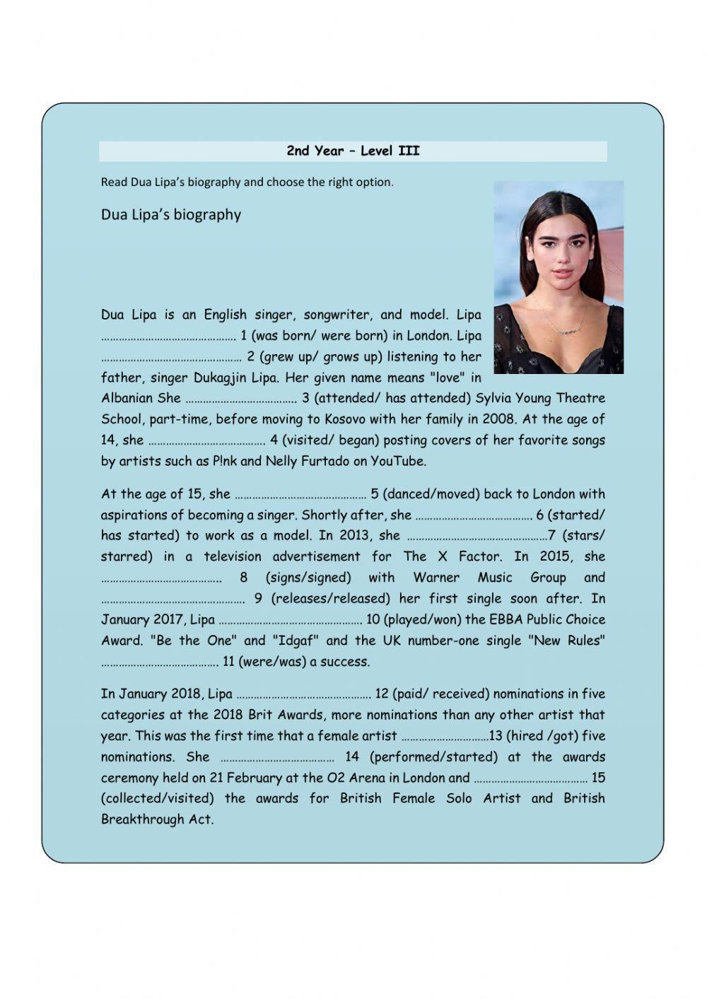 2nd Year – Biography – Level III