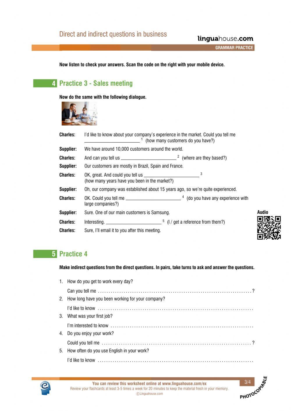 Indirect Questions at work