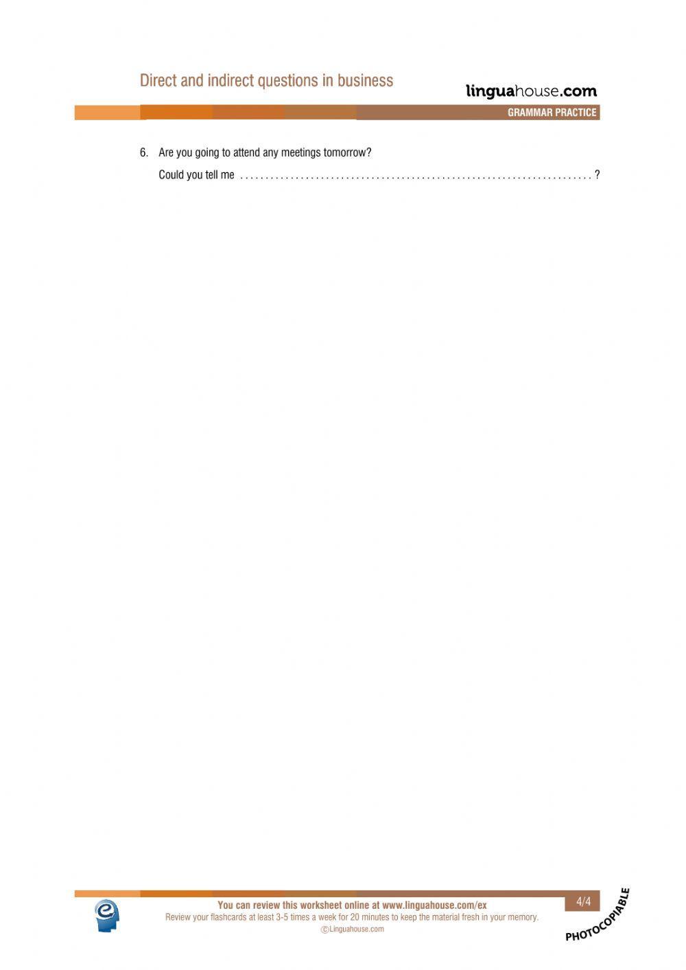 Indirect Questions at work