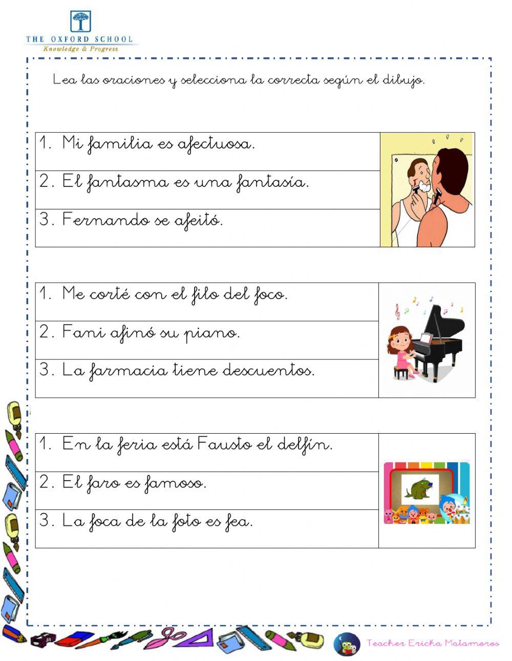 Leer oraciones con f