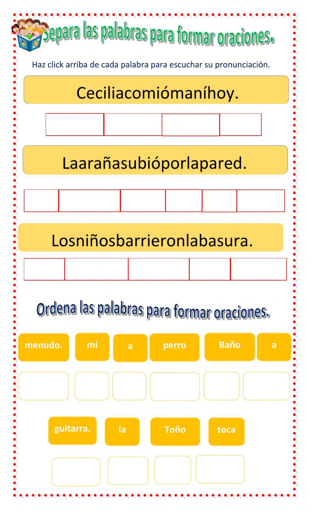 Ordenar palabras para formar oraciones