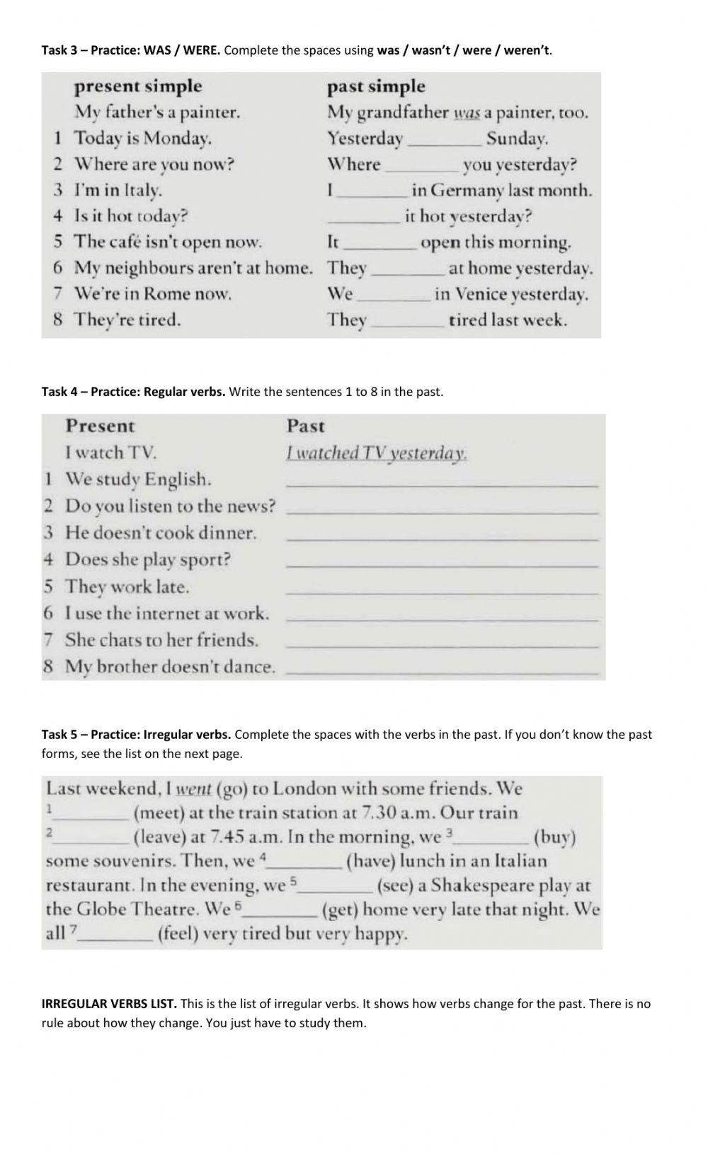 Year 9 - Set 8 - Revision - Past Simple