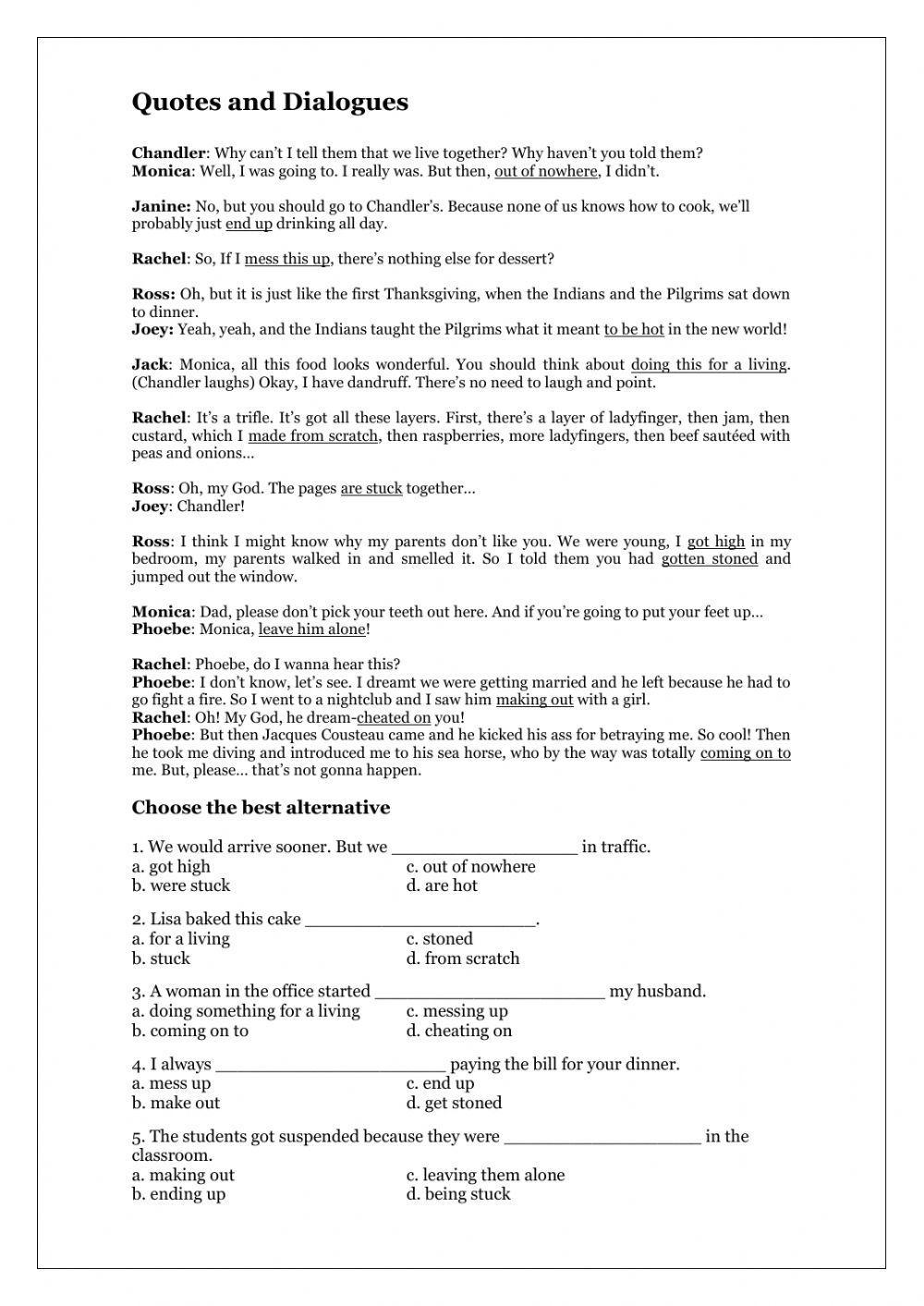 Friends - worksheet season 6 ep 9