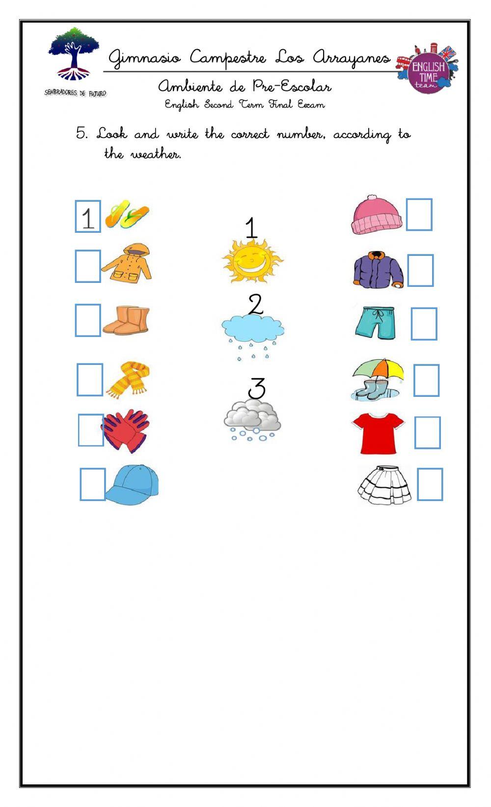English - Second Term Final Exam Kinder