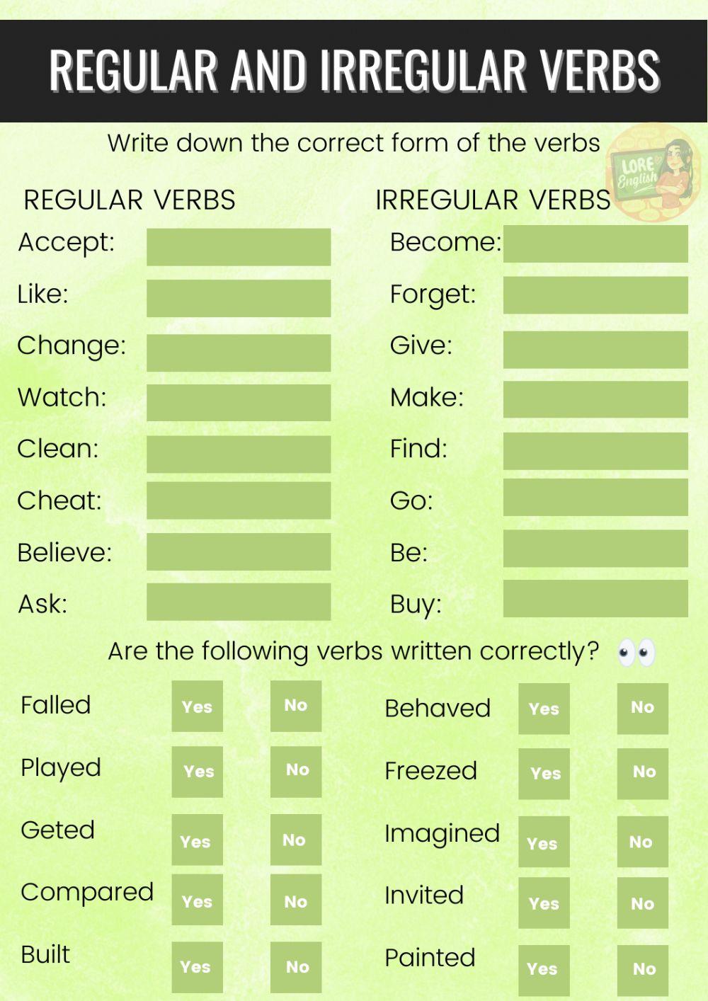 Regular and irregular verbs