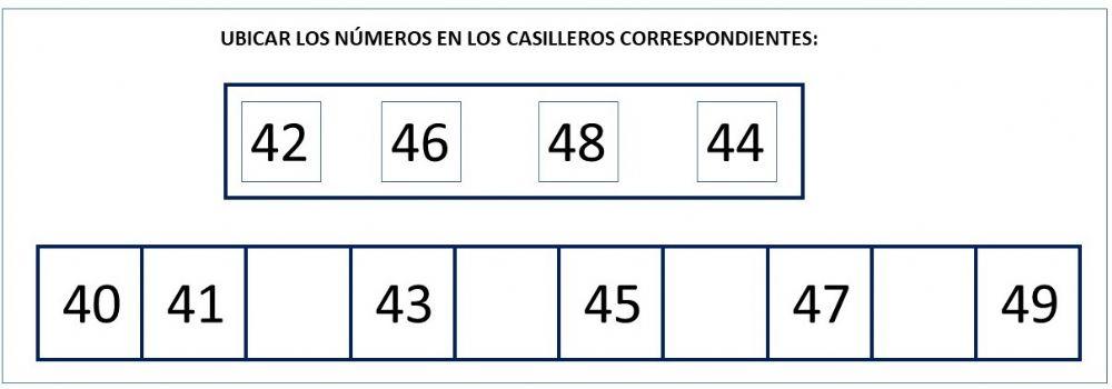 Completar la tira numérica 40 al 49