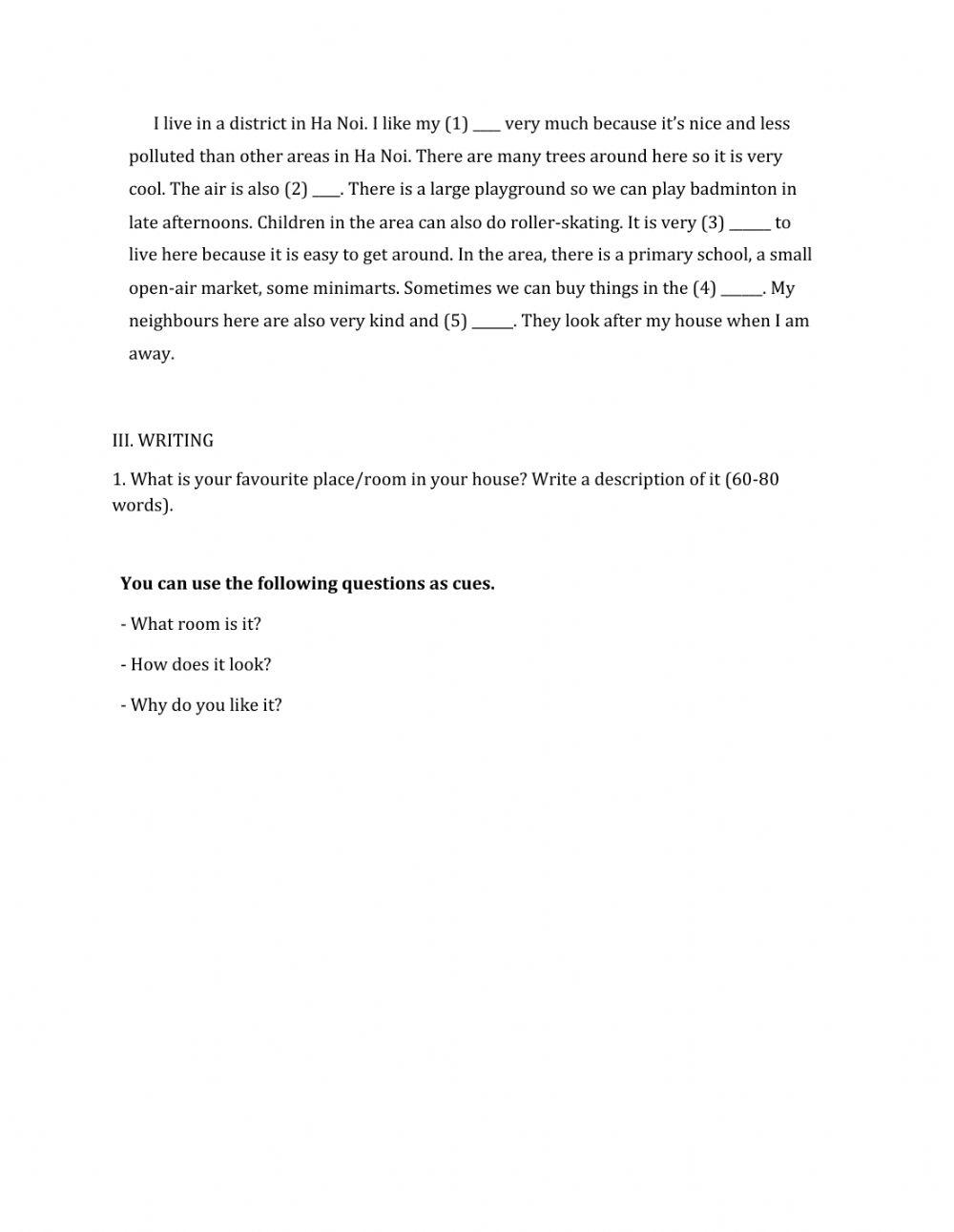 Lớp 6 - Kiểm tra cuối kỳ