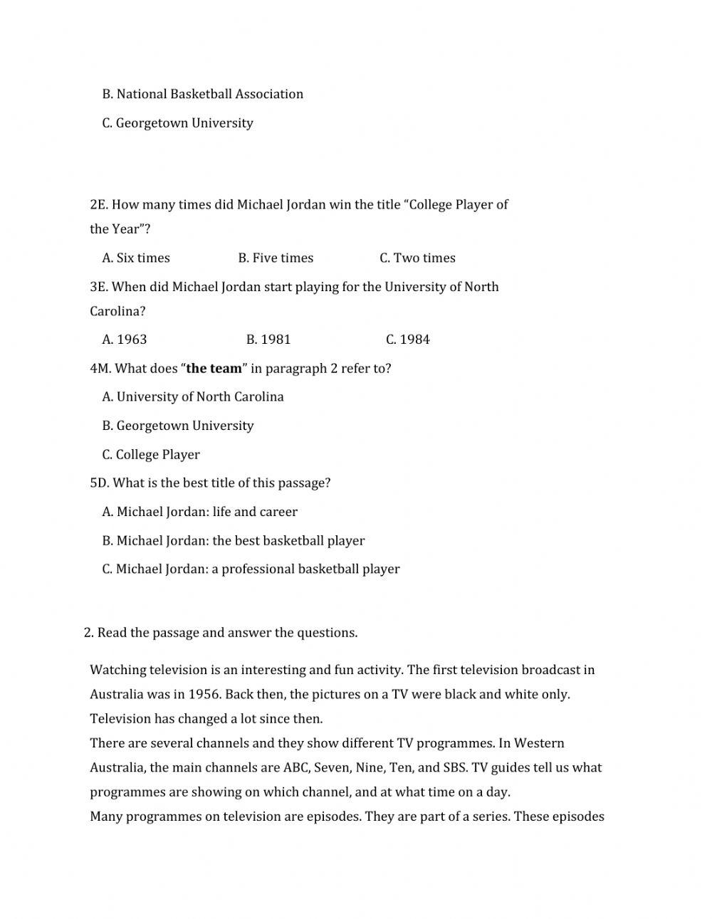 Lớp 6 - Kiểm tra 45 phút số 3 (Unit 7, 8)