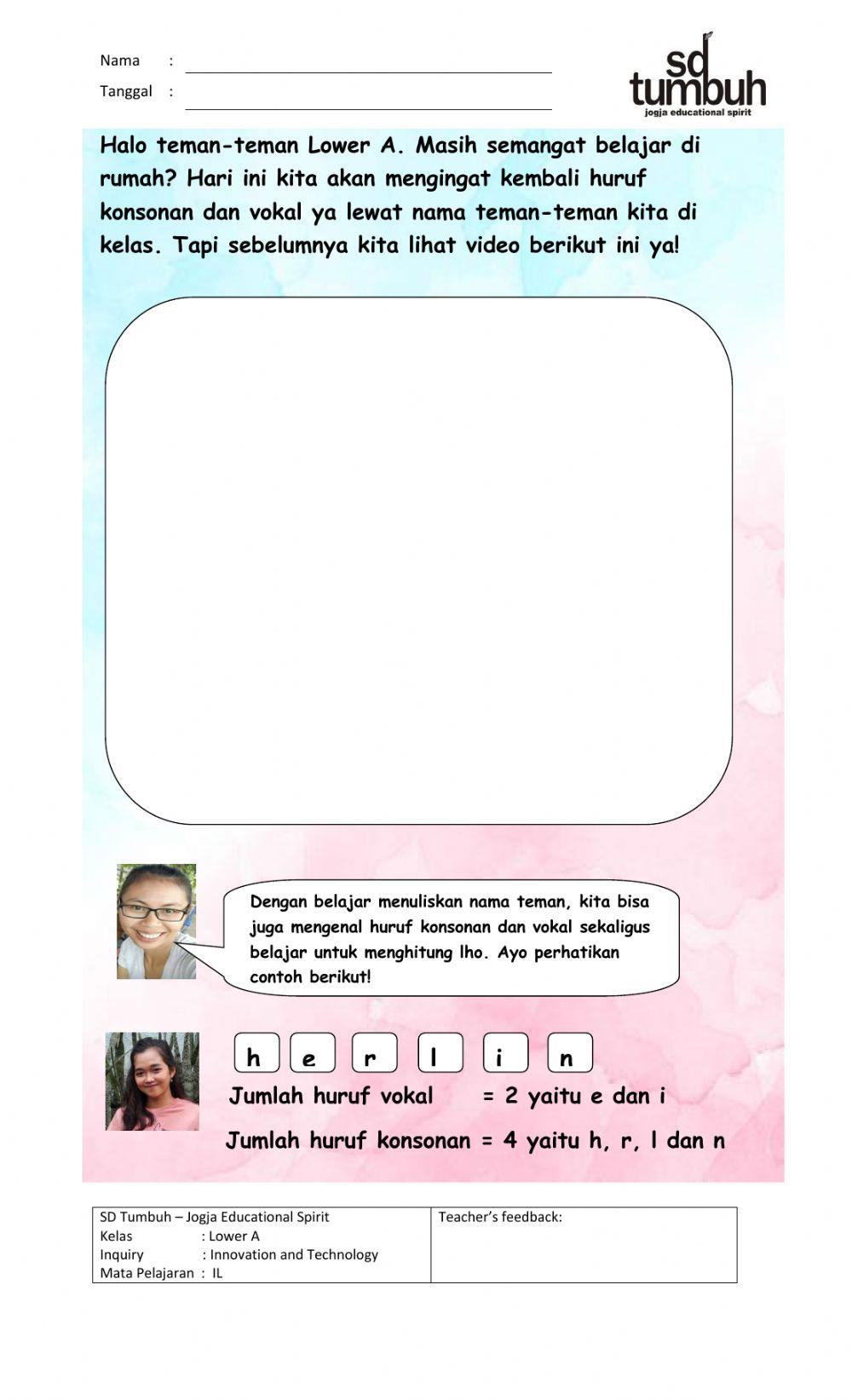 Huruf Vokal dan Konsonan Nama Teman