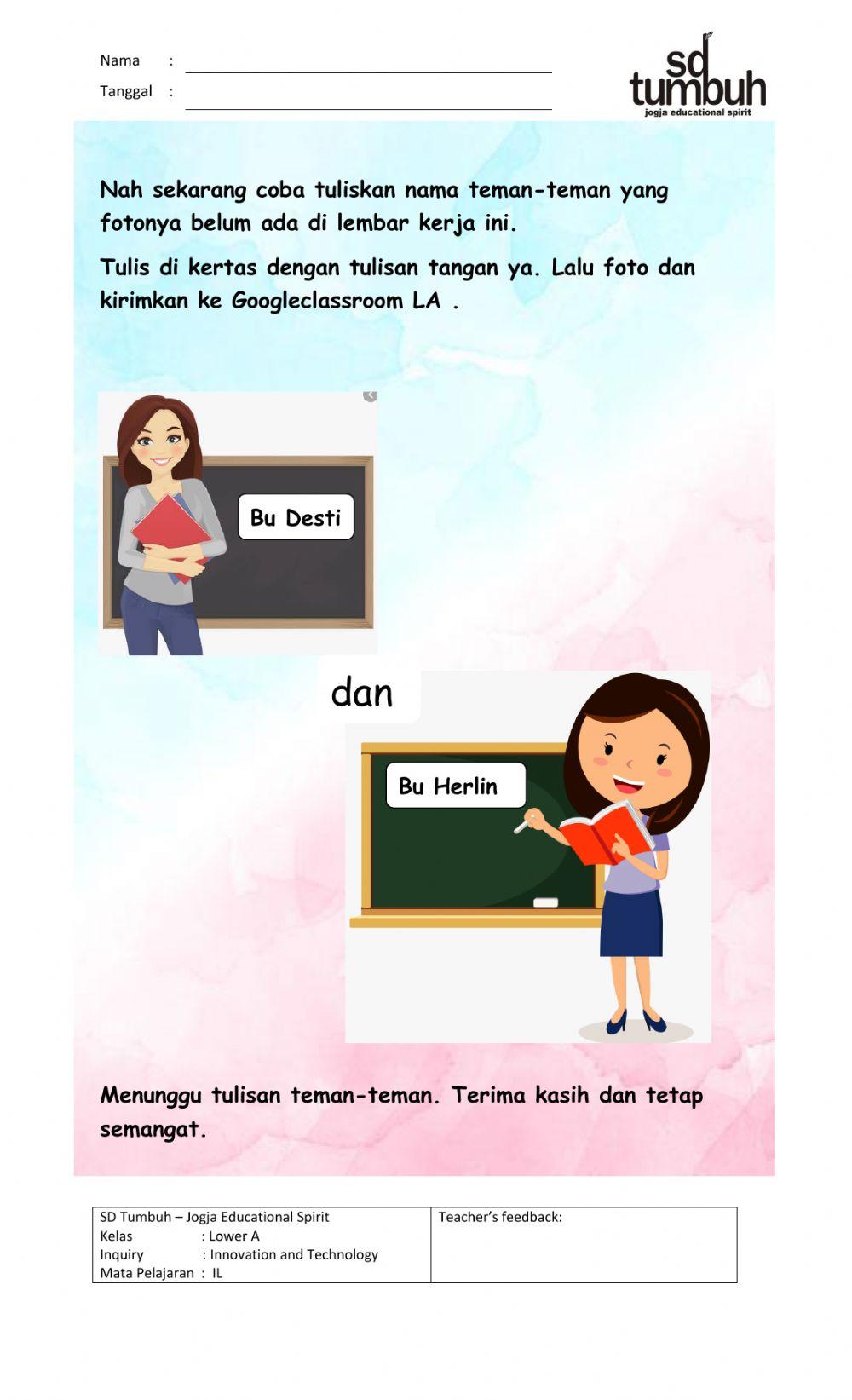 Huruf Vokal dan Konsonan Nama Teman