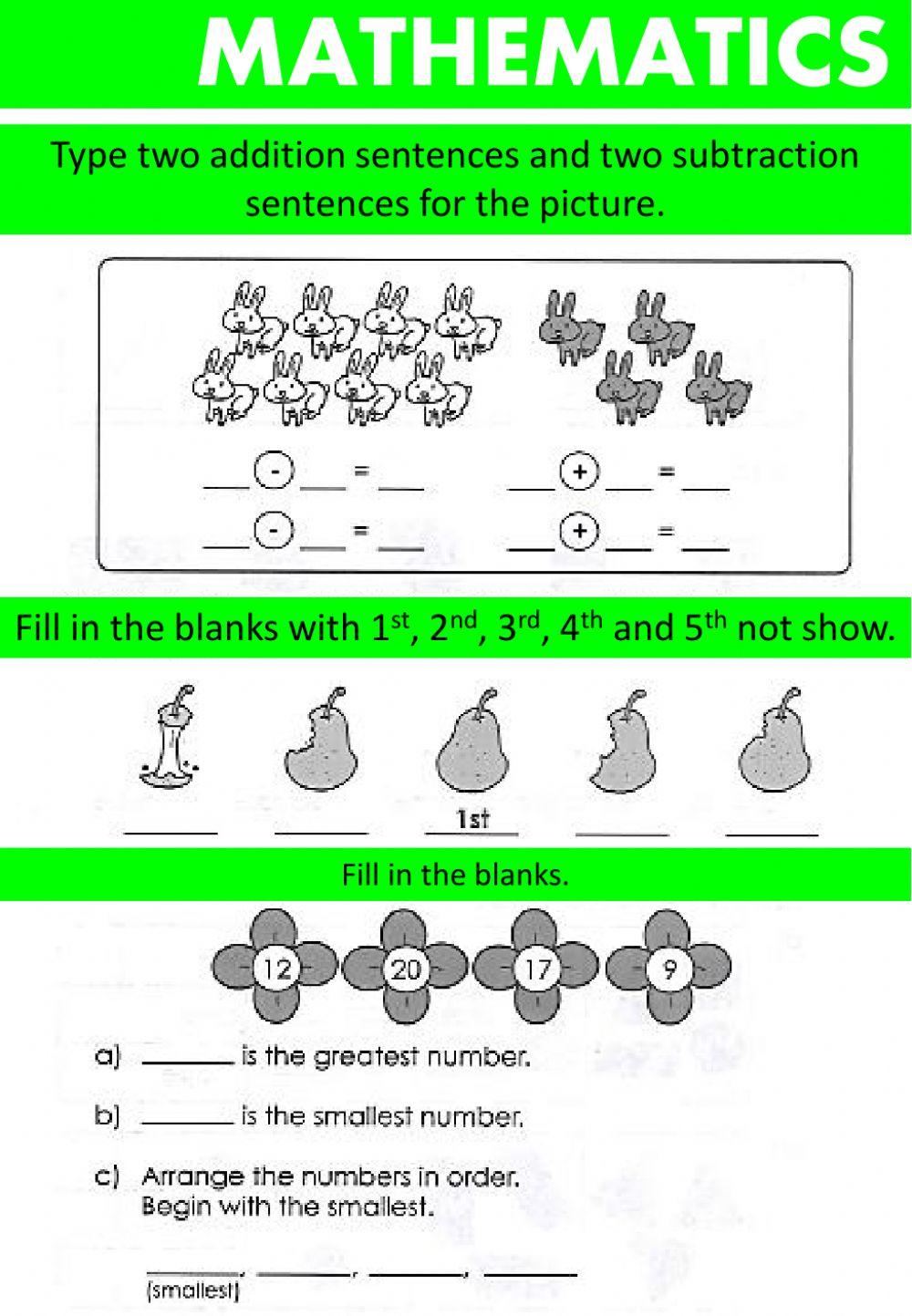 Week 24 Math - Fill in the missing numbers