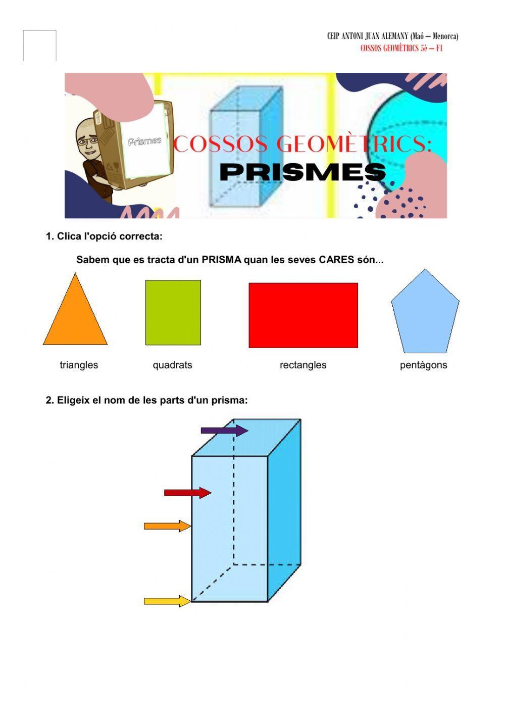 Cossos geomètrics: prismes