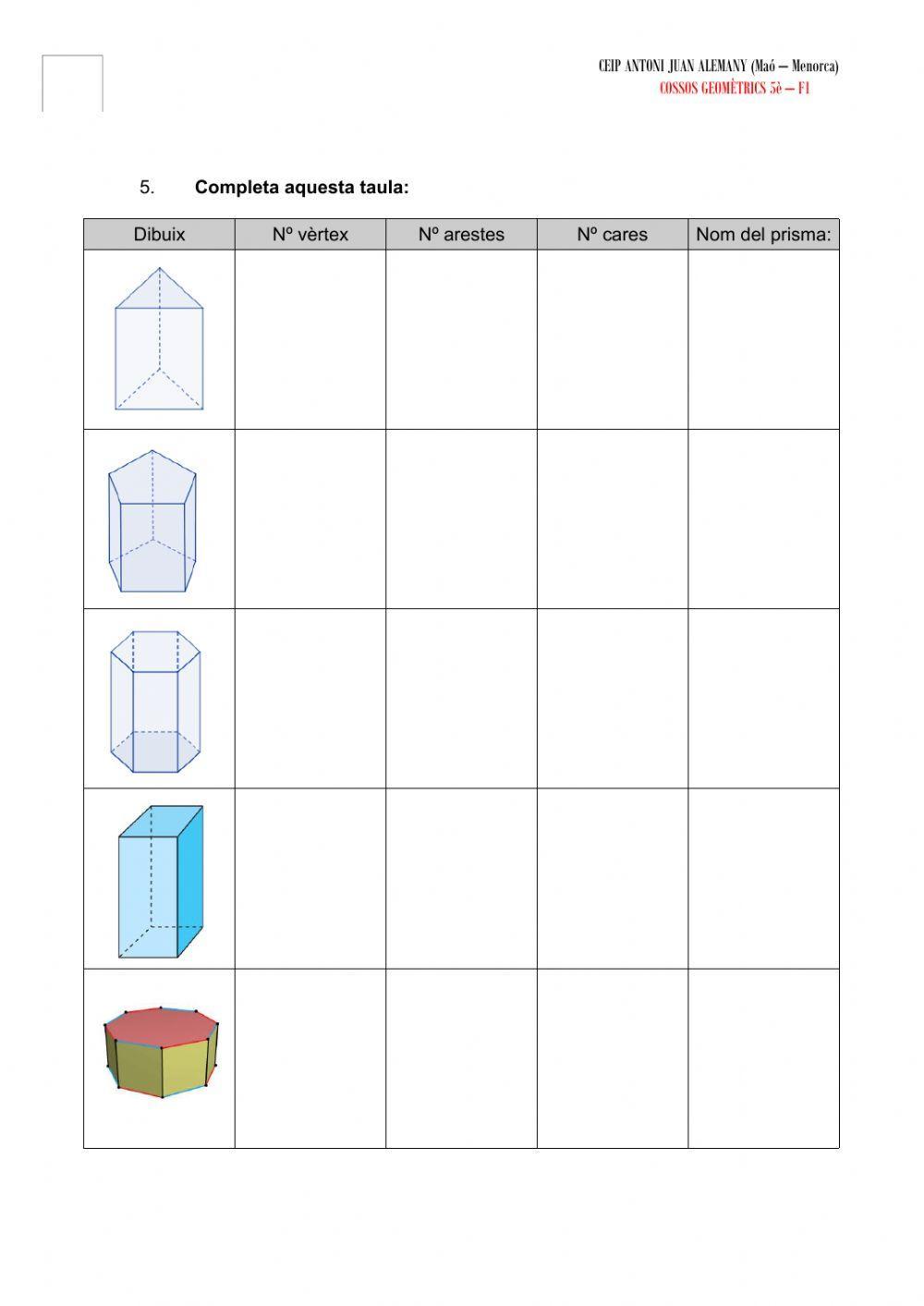 Cossos geomètrics: prismes