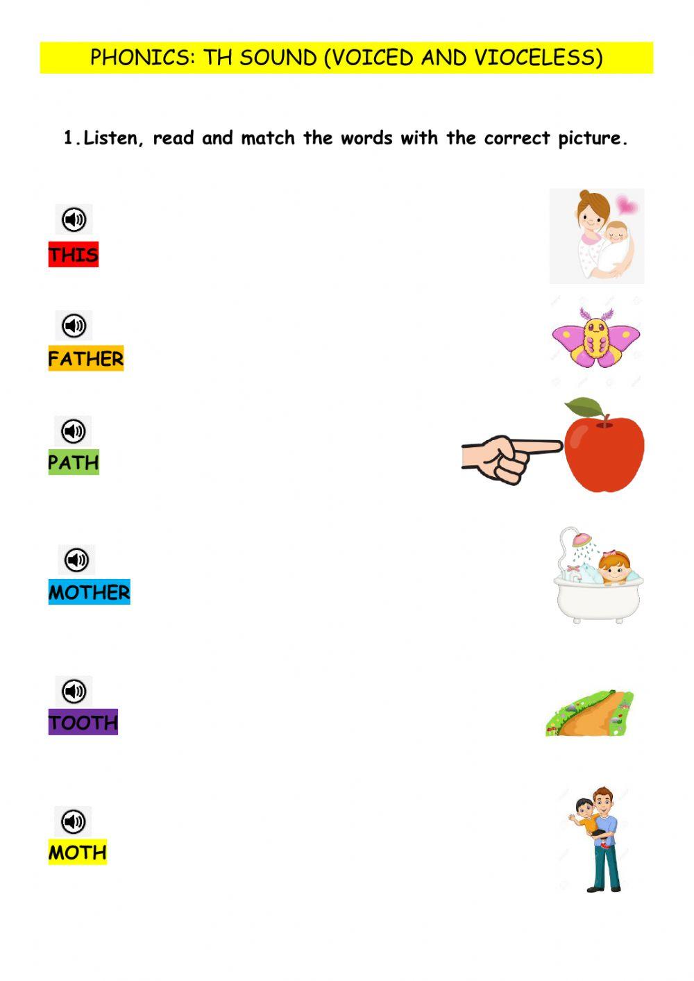 Th sound voiced and voiceless worksheet | Live Worksheets