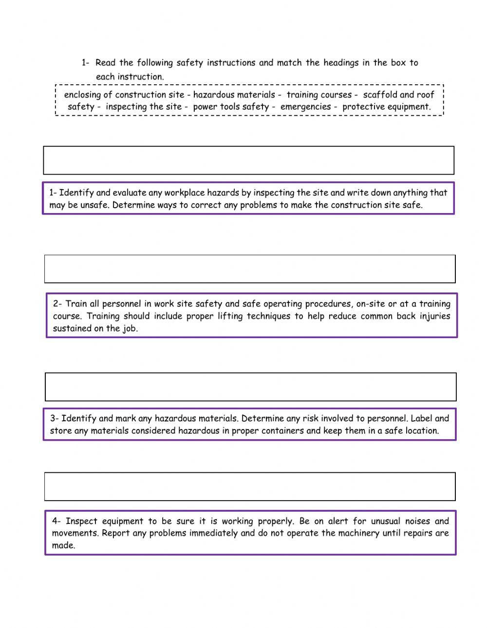 1 -How to Make a Construction Site Safe- - Reading Activities