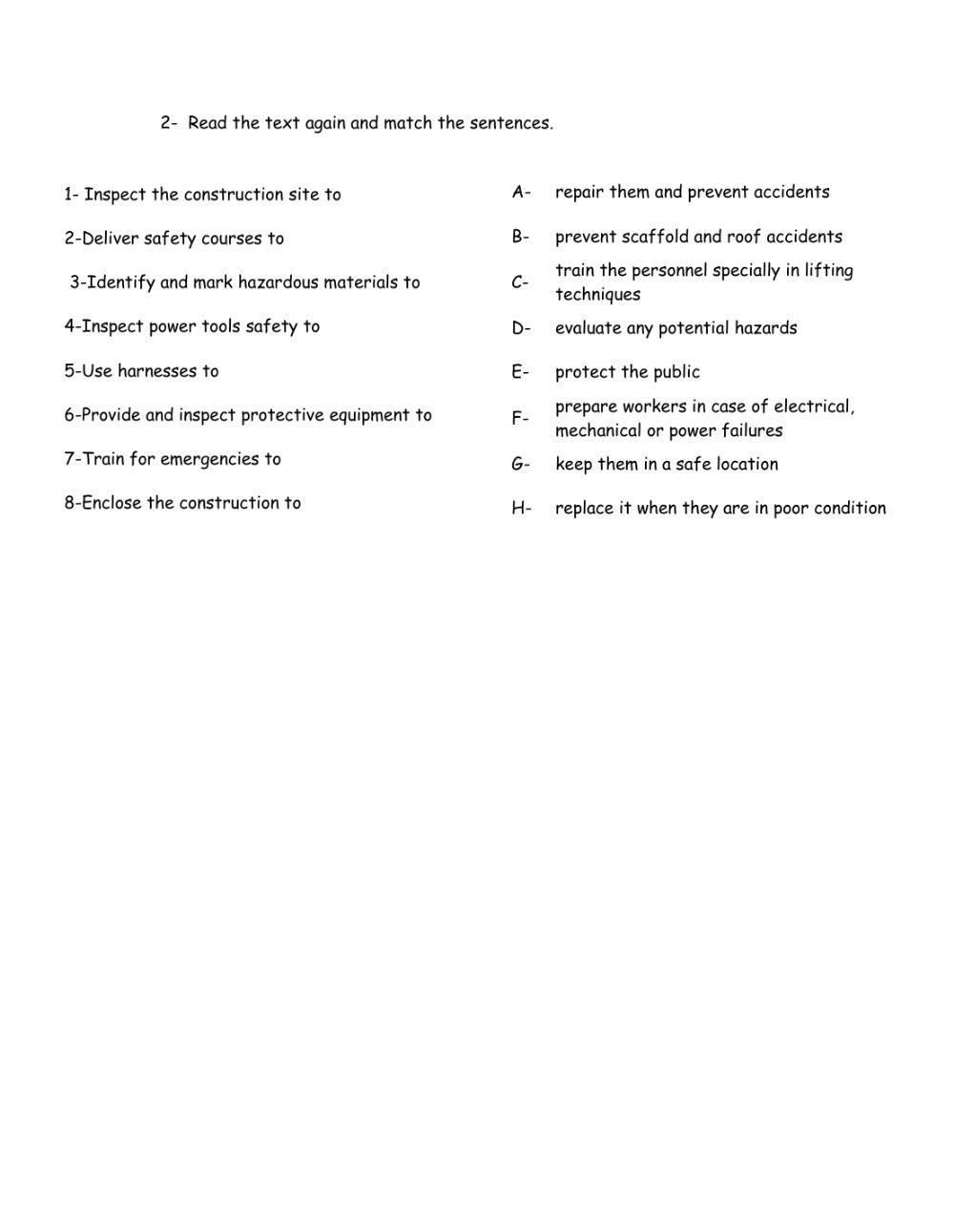 1 -How to Make a Construction Site Safe- - Reading Activities