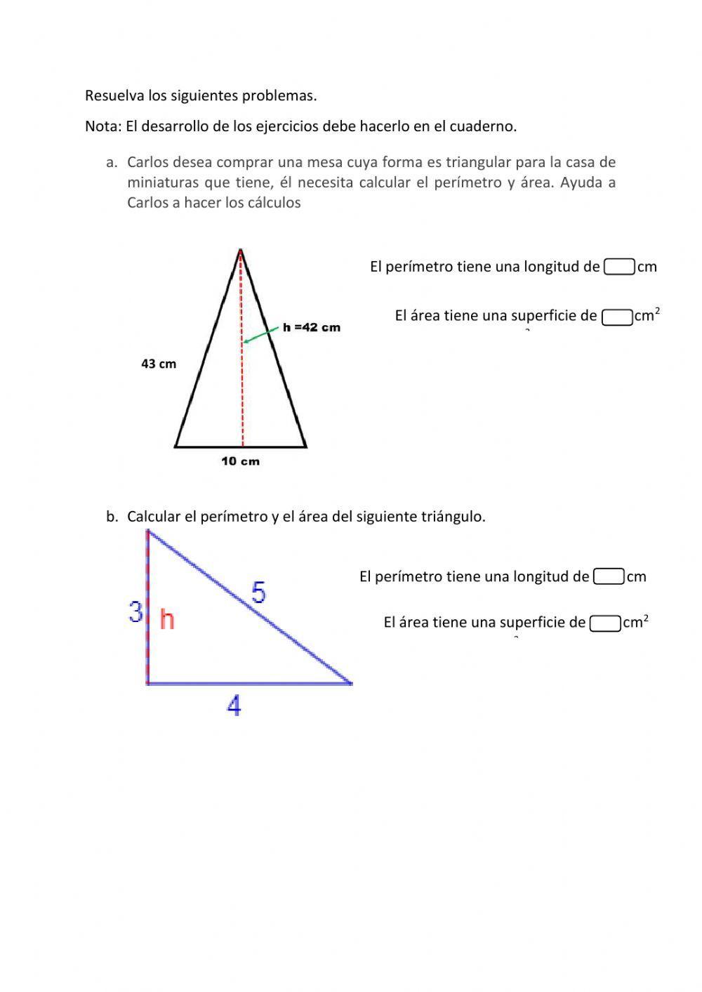 Perímetro y Área del triángulo