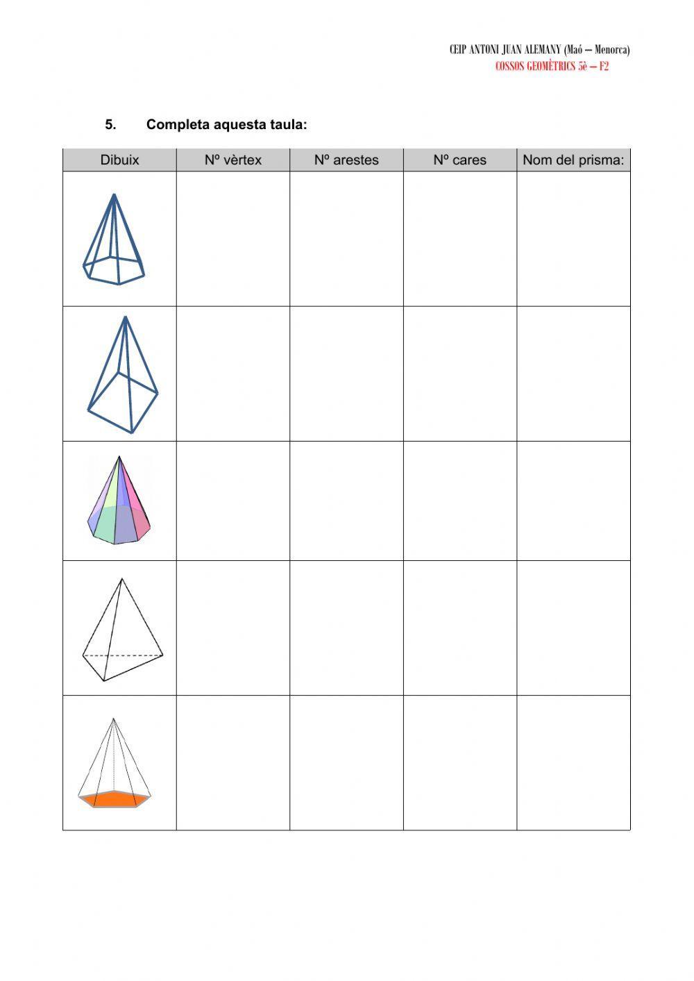 Cossos geomètrics: piràmides