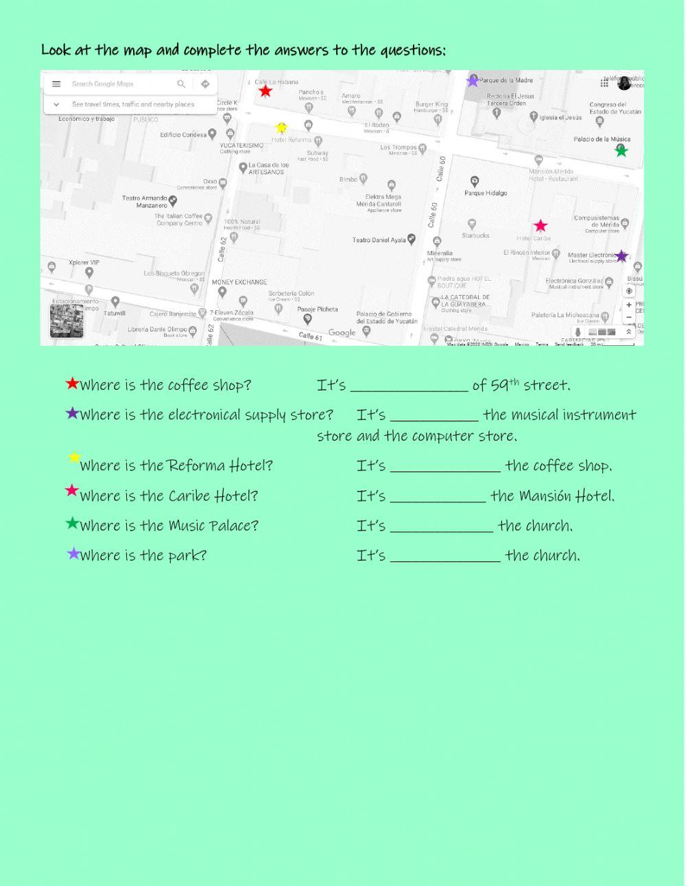 Prepositions of place, local examples