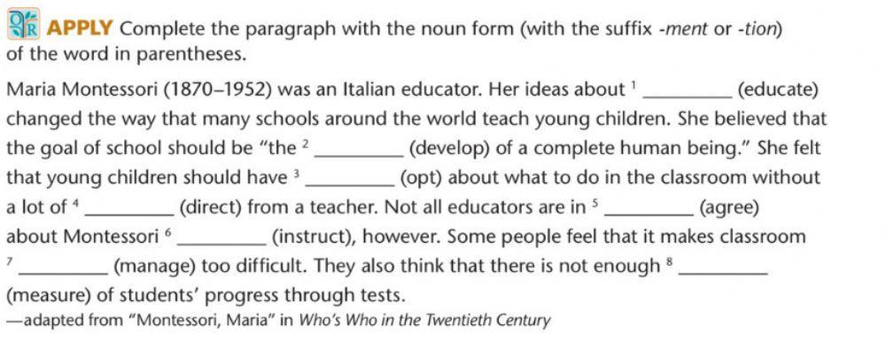 Suffixez -tion -ment