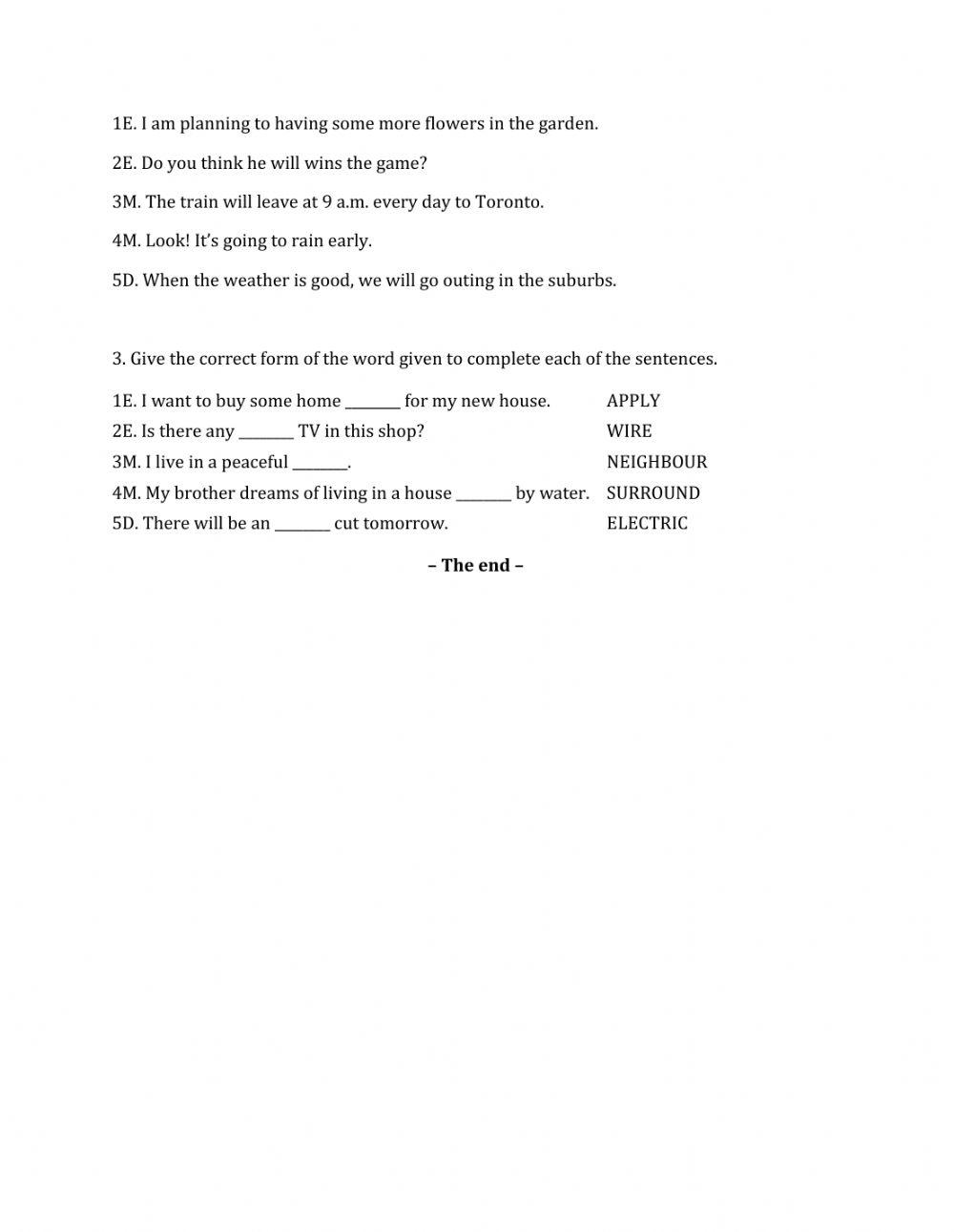 Lớp 6 - Kiểm tra 45 phút số 4 (Unit 9, 10)